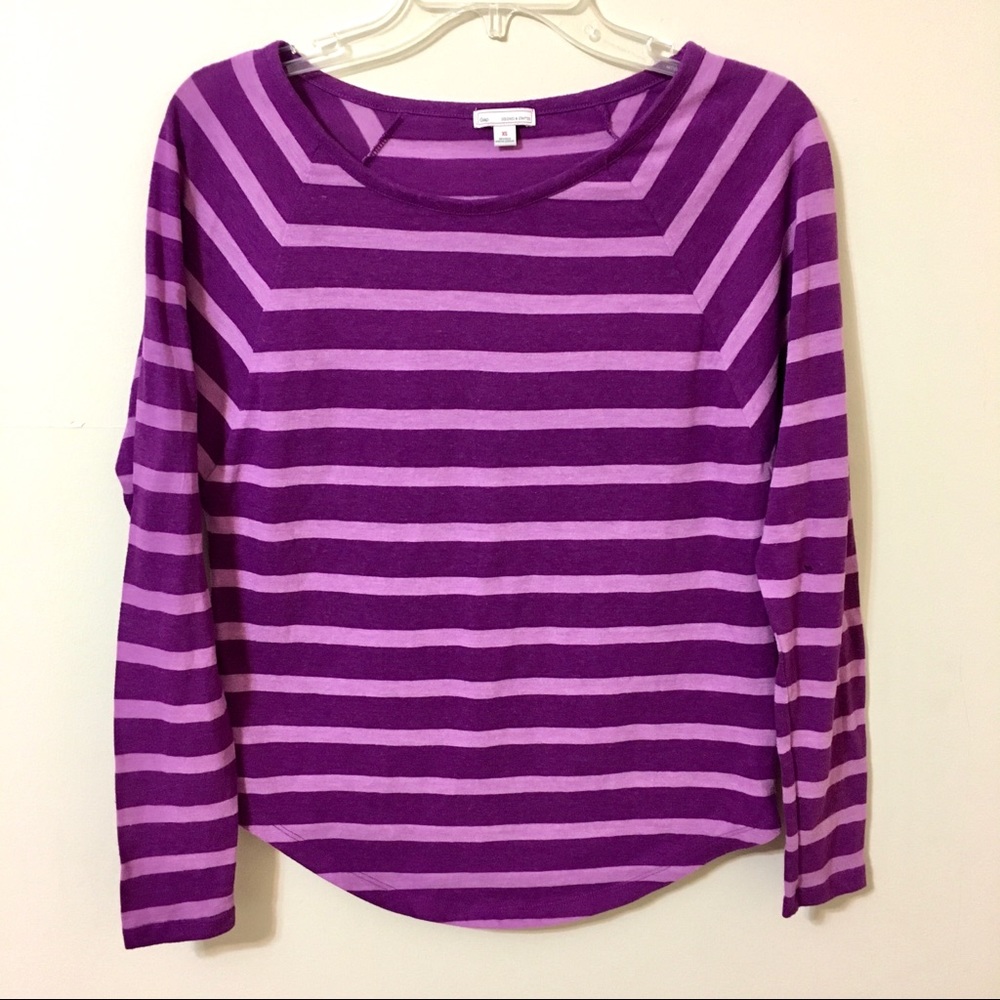 Gap Long Sleeve Top Striped Purple XS